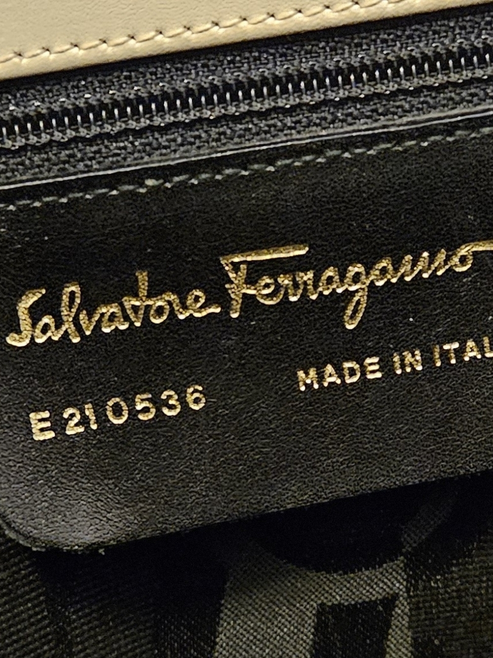 Salvatore Ferragamo Cream Leather Top-Handle Satchel with Gold Hardware - Picture 11 of 16